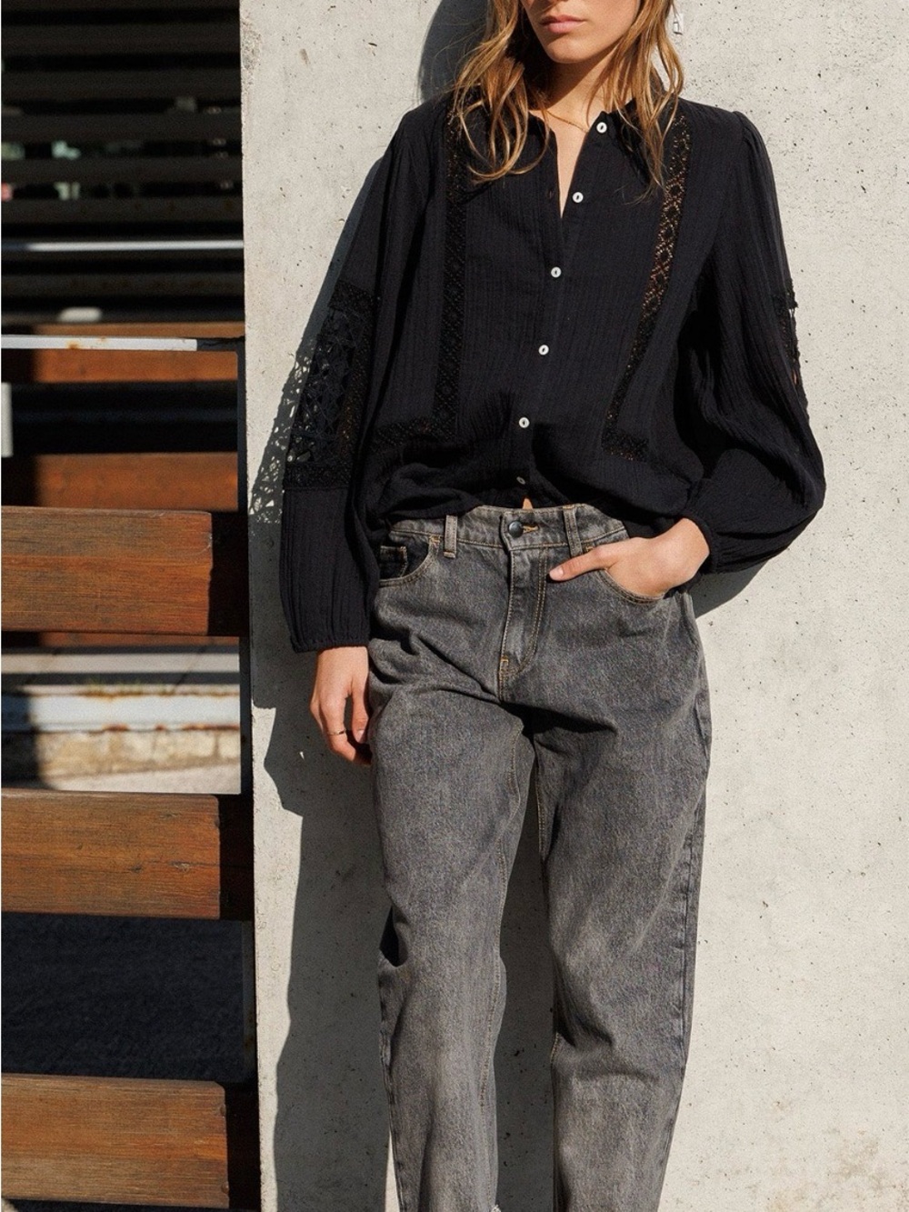 Boyfriend Jeans in Washed Gray